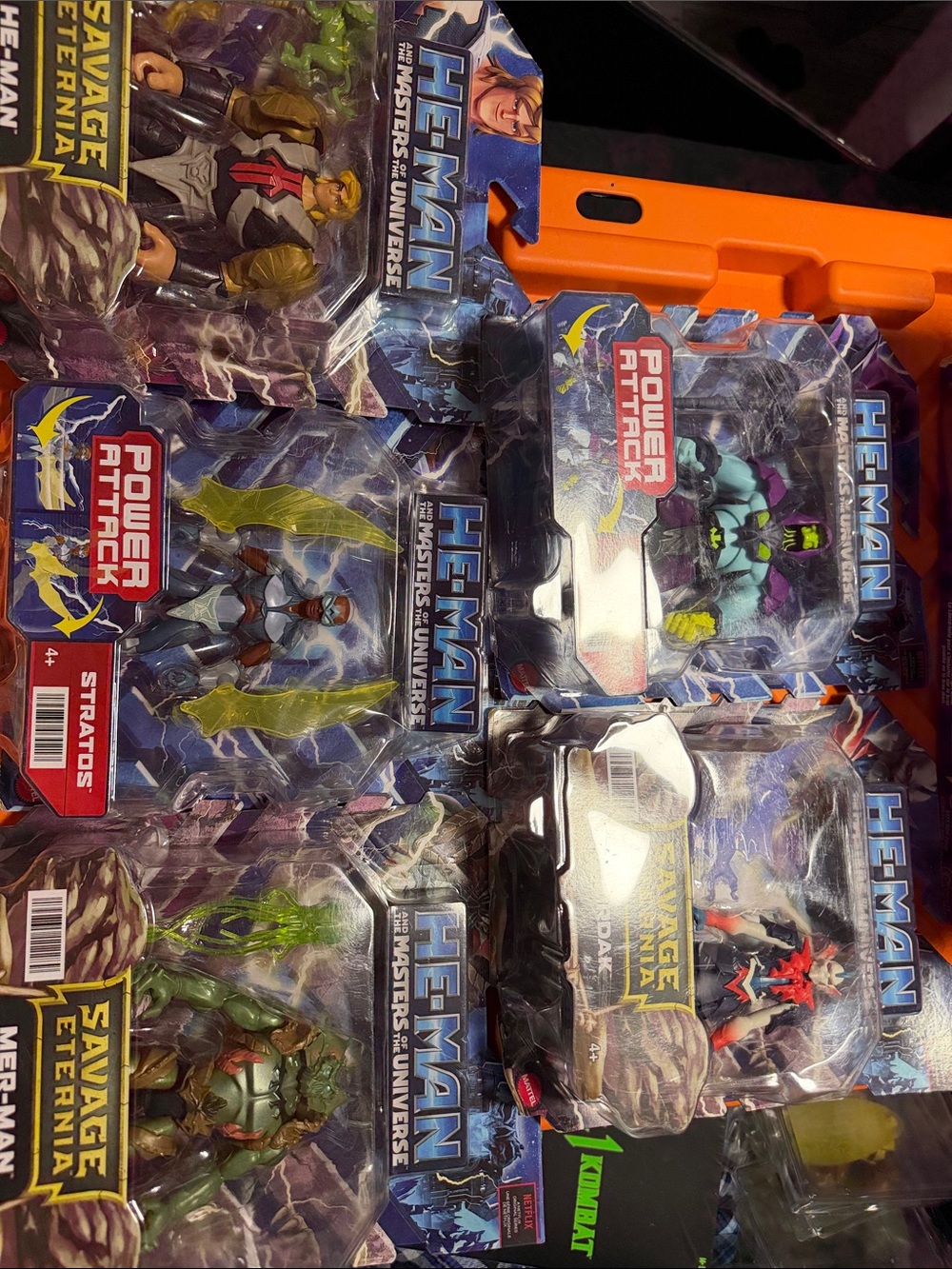 Mattel He-Man Action Figure Set with Blue, Green, Purple, Red and Black Accents